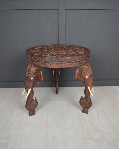 Anglo Indian Carved Elephant Table