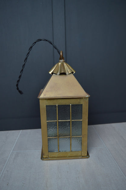 Arts & crafts Glazed brass hall lantern