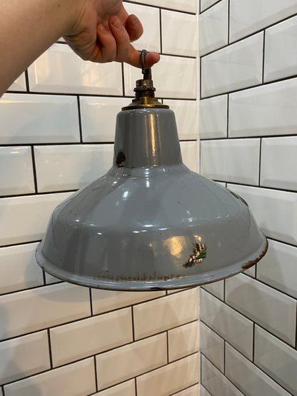 Grey 1940s-1950s Industrial Pendant Light