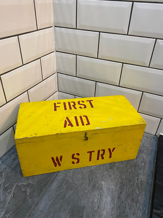 Vintage First Aid Wooden Box