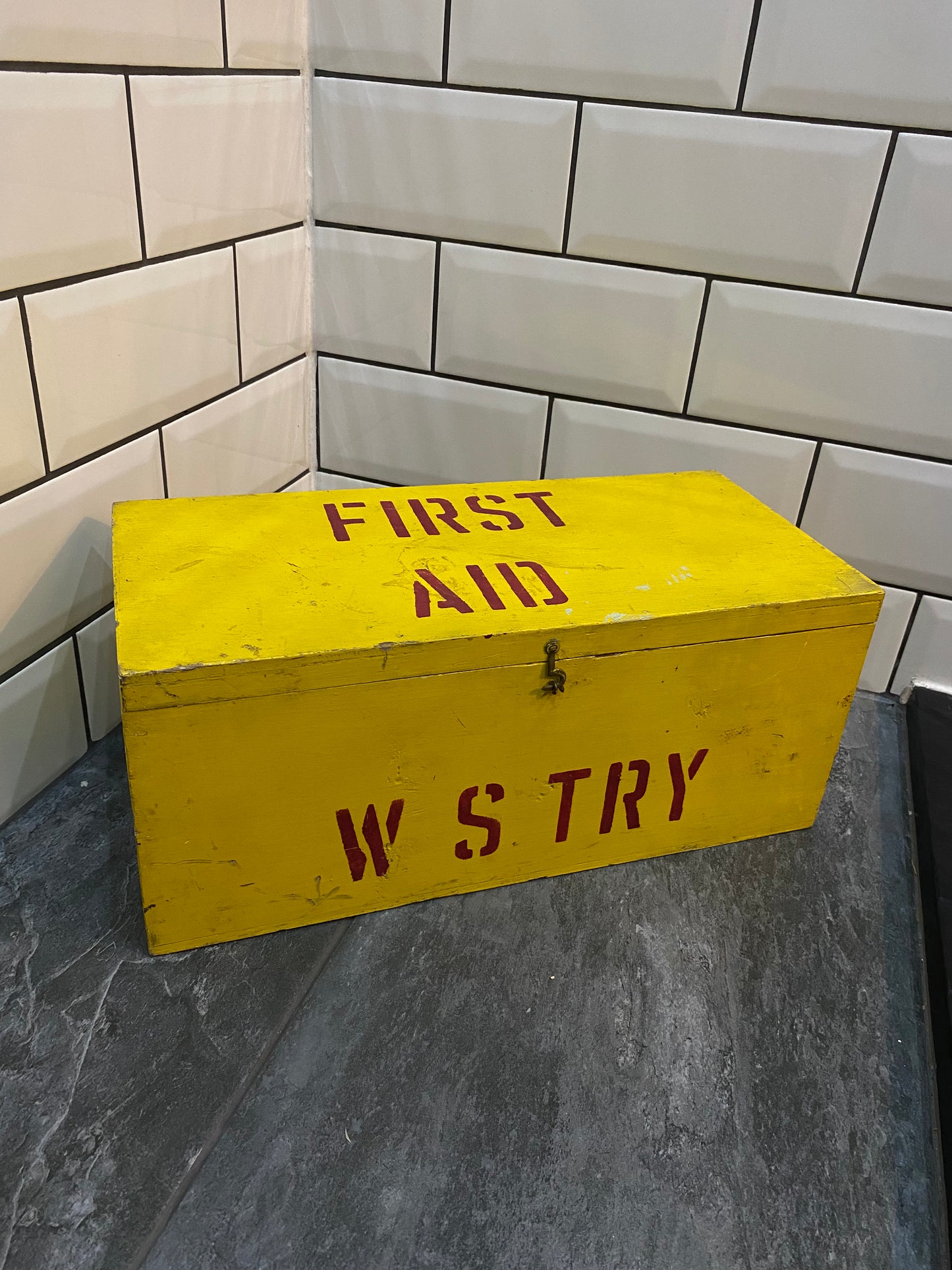 Vintage First Aid Wooden Box