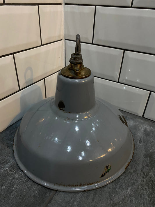 Grey 1940s-1950s Industrial Pendant Light
