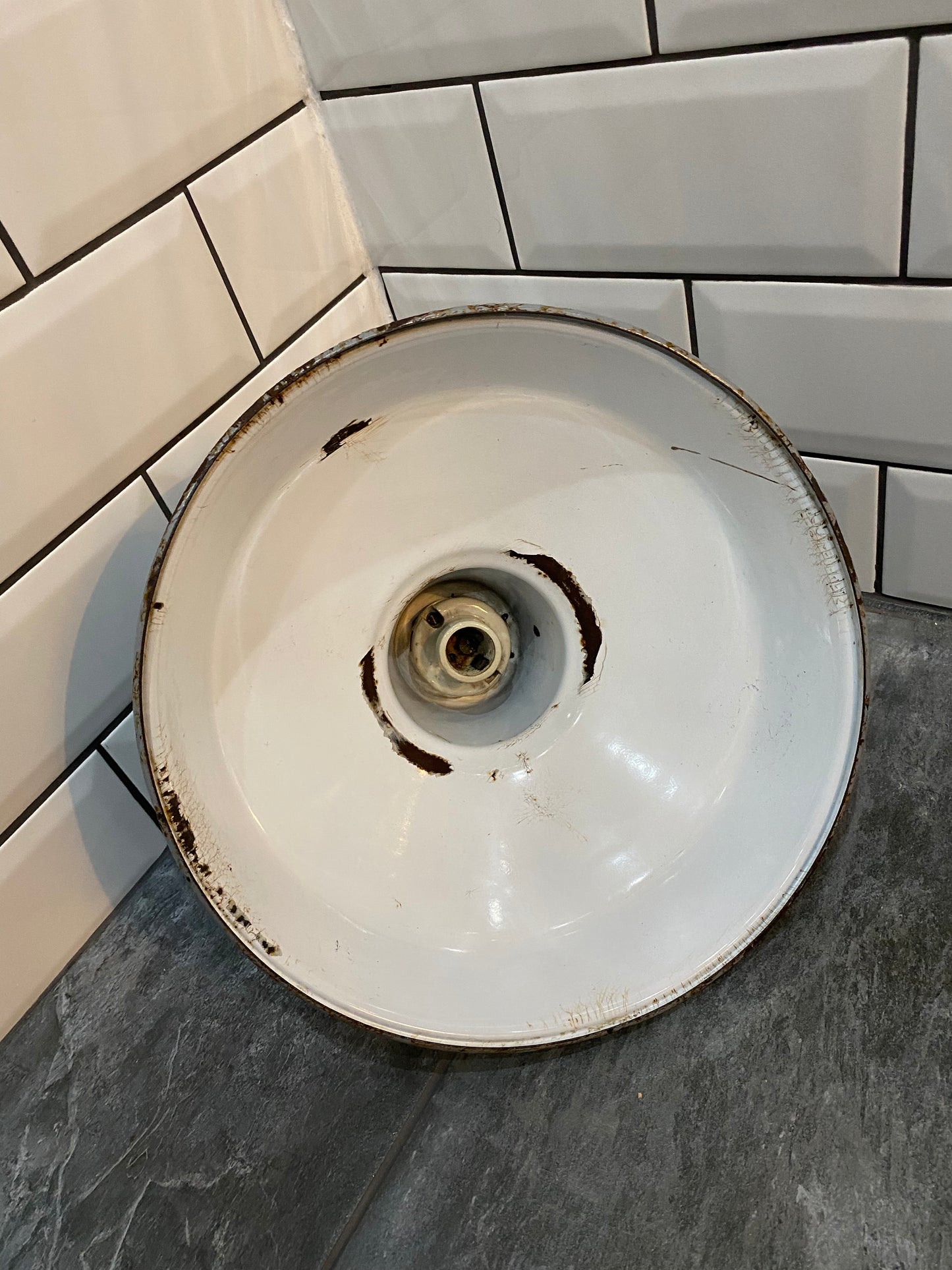 Grey 1940s-1950s Industrial Pendant Light