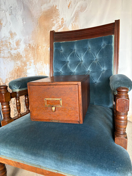 Antique Oak Index Drawer