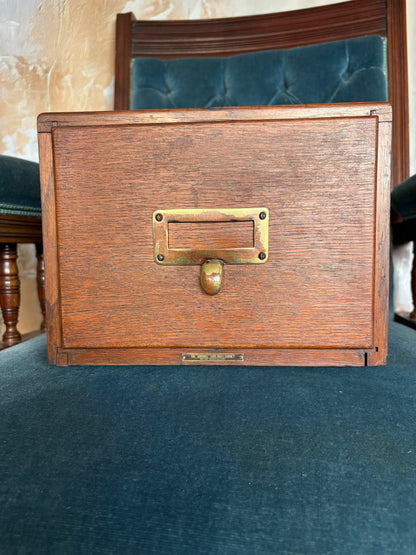 Antique Oak Index Drawer
