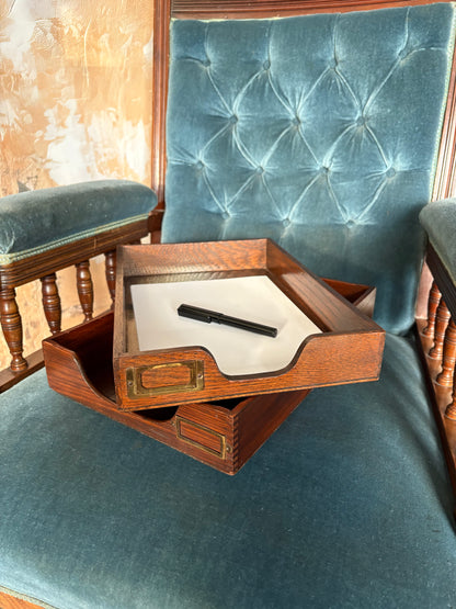 Vintage wooden tray/desk tidy
